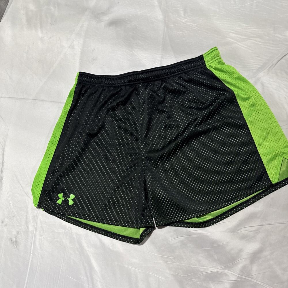 Under Armour Loose Womens Size XL Black Green Mesh Athletic Shorts